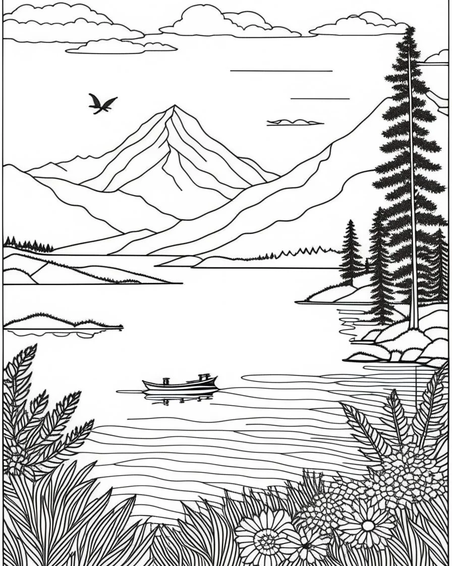 Coloring pages: Discover true tranquility with the Calmness and Relaxing Landscapes Inner Peace Coloring Book. Unwind and relax with 60 stress-relieving designs. Start coloring today!