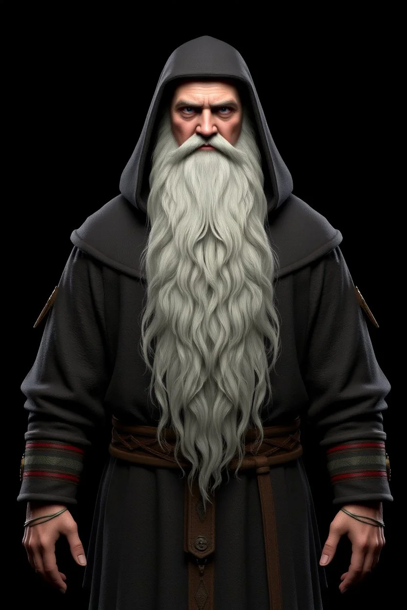 russian monk for a horror , 3d model for a videogame, template, full-length, front face, model, 3d