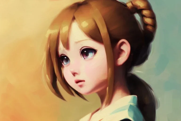 baroque oil painting, a young, cute, adorable school girl, anime character concept art, rule of thirds, golden ratio, detail acrylic palette knife, art by sam curry