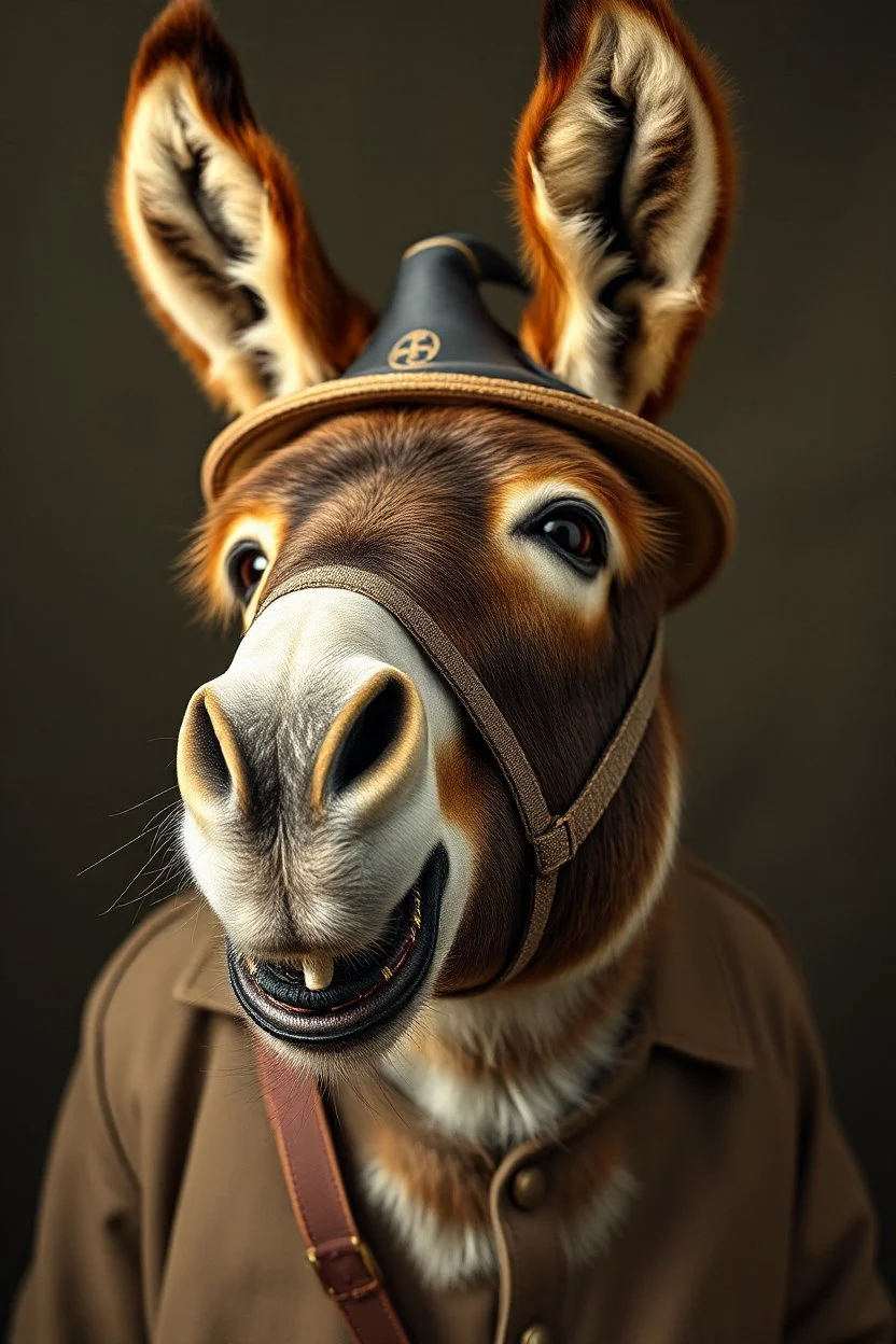 Mexican Hitler capybera donkey Rembrandt with beret