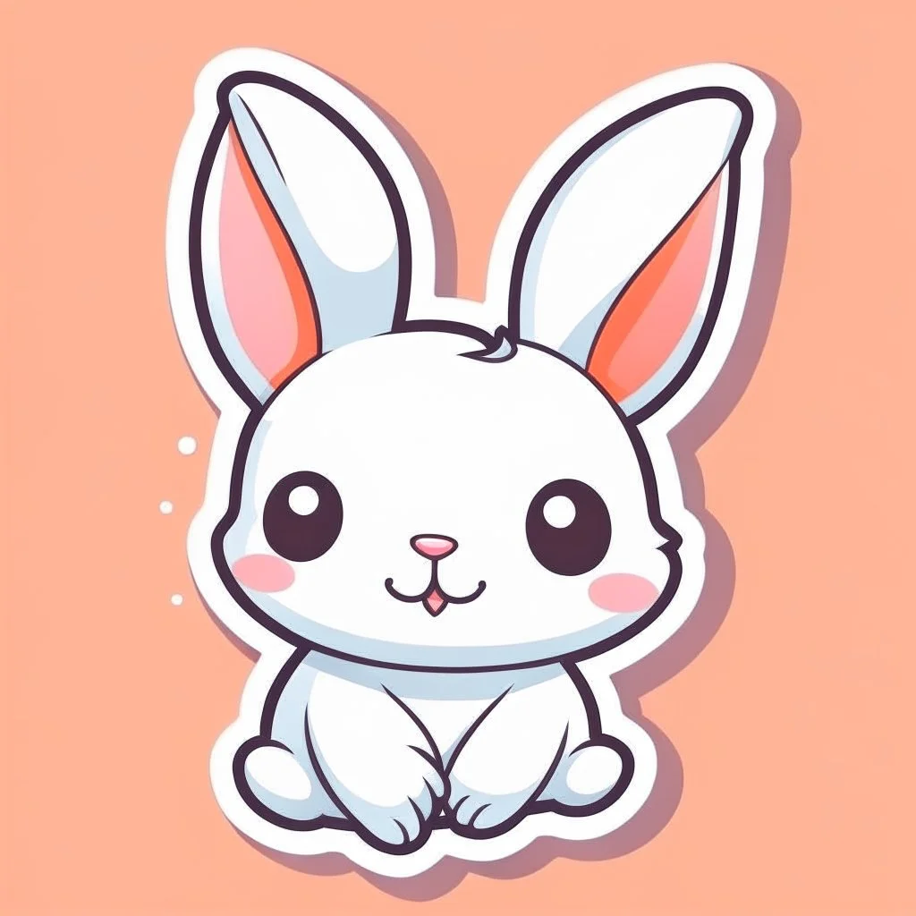 cute rabbit sticker template