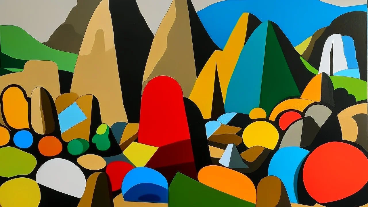 Brown alps with stones painted by Stuart Davis