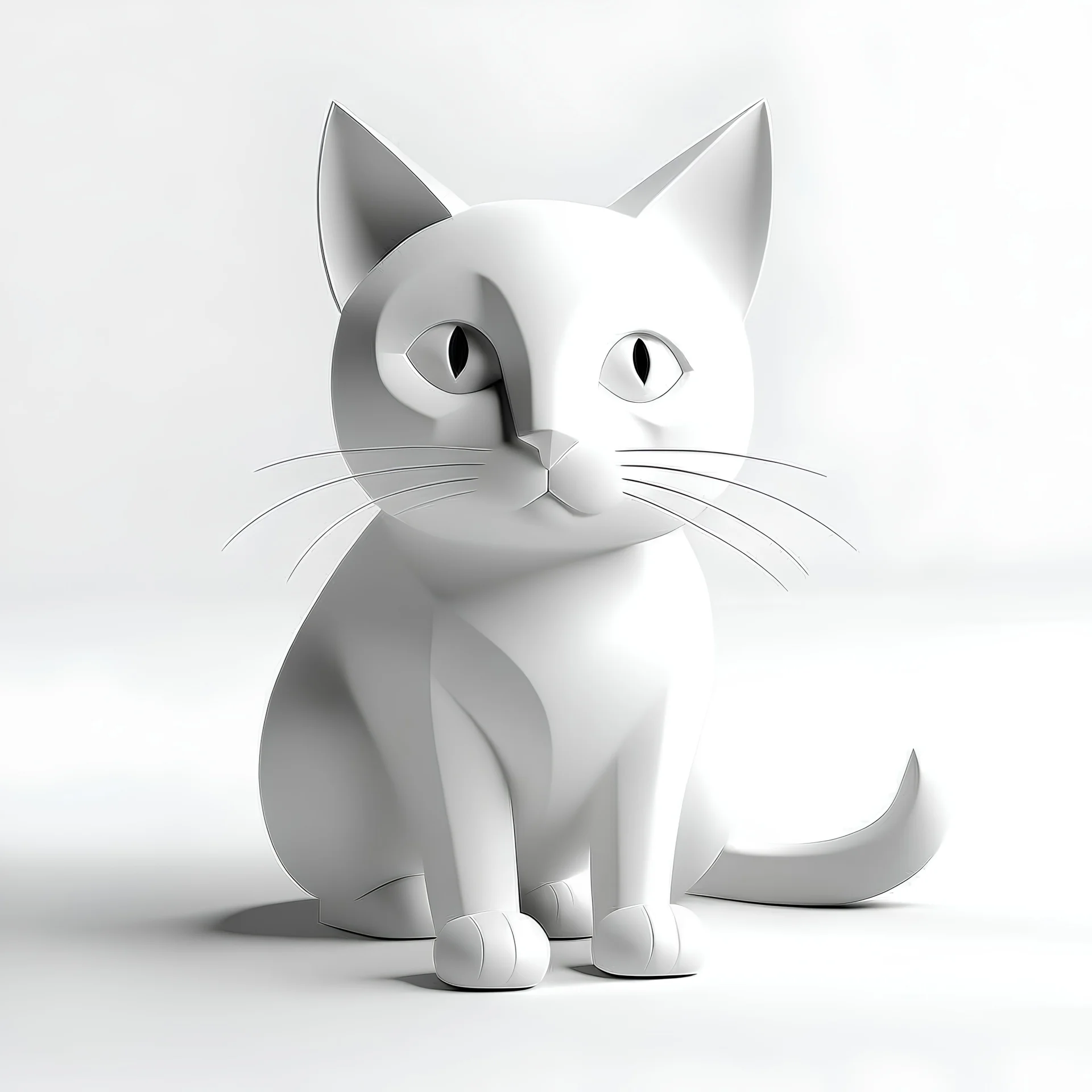 3d cat plain whitee backgroun