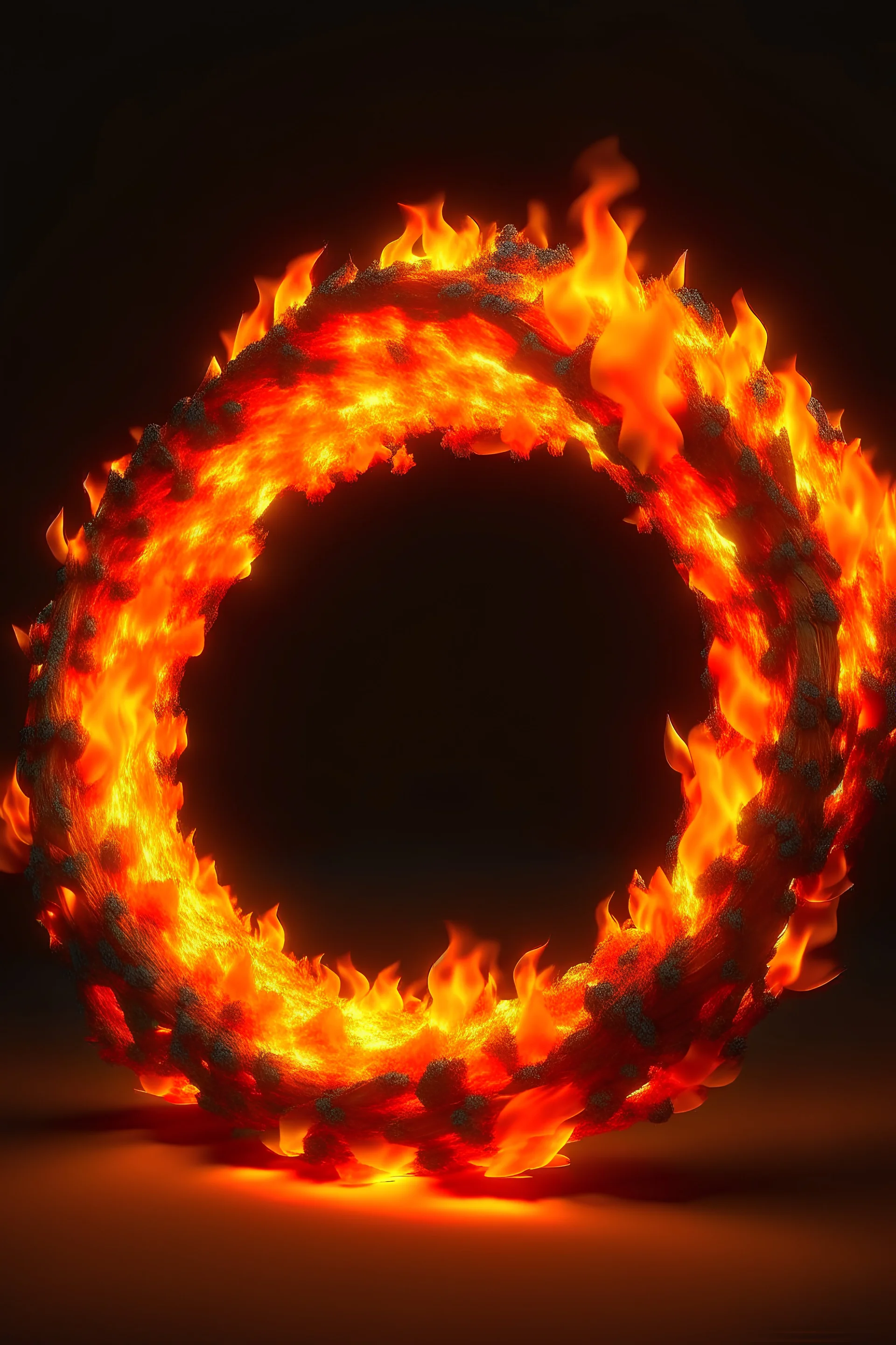 A lot of fire in a round shape 3d nachral