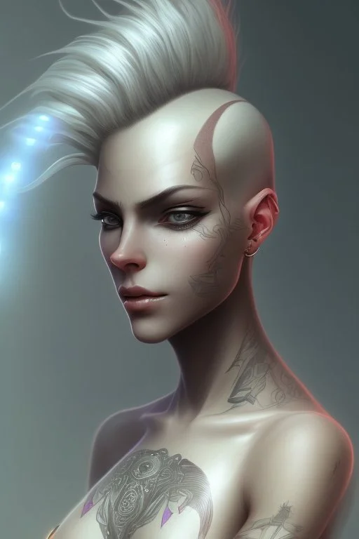 Her shaved head had the dark fuzz of new growth making her appear is if she were glowing with some inner light born of shadows.