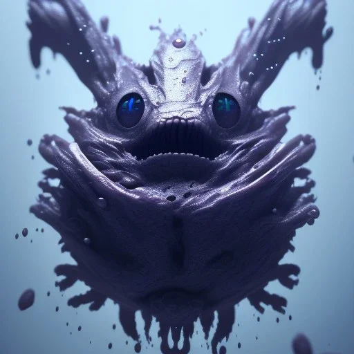 Cute fluid ink creature, big black eyes, unreal engine 5, 8k resolution, photorealistic, ultra detailed