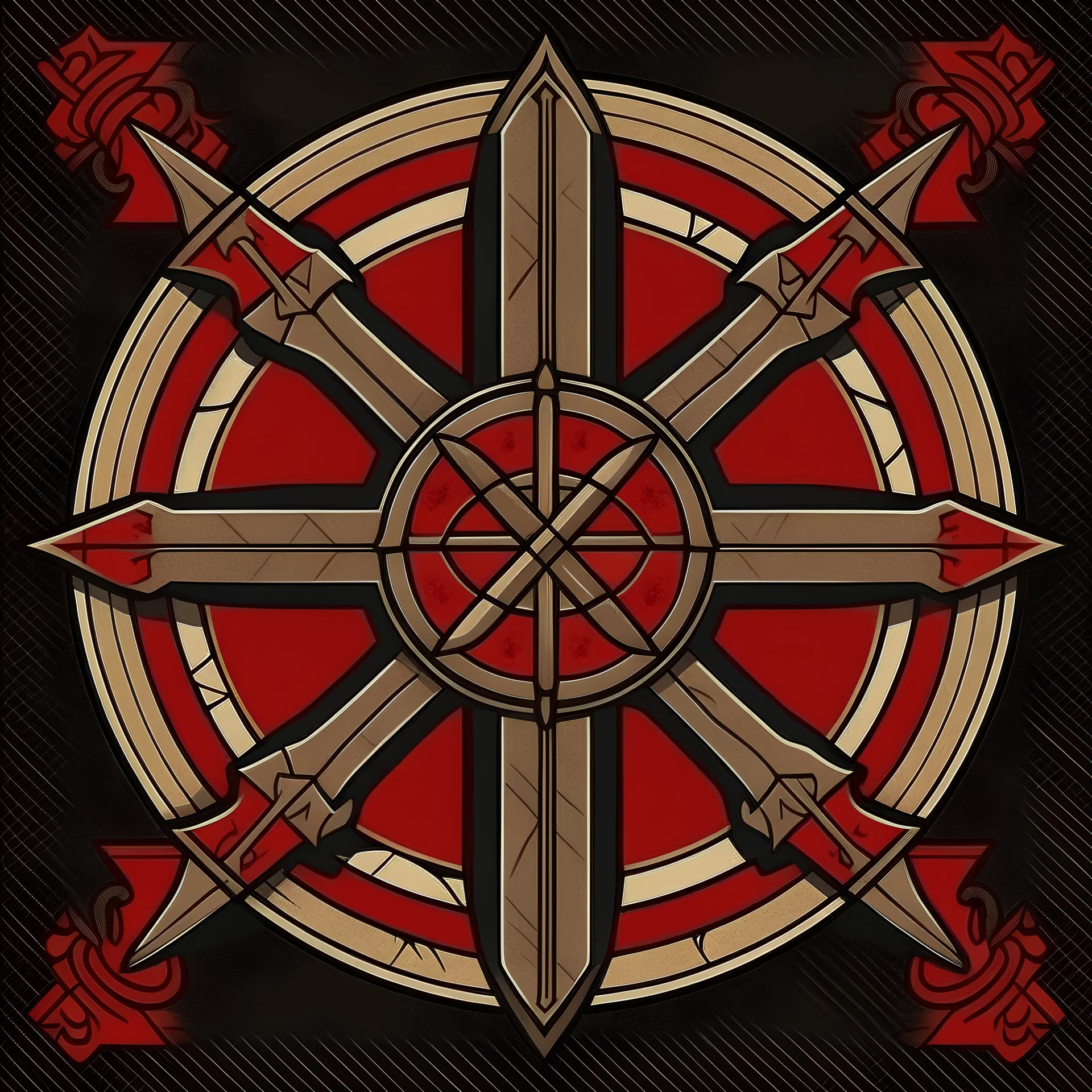 Make a medieval symbol for a samurai knight, it must be dark red and symmetrical.