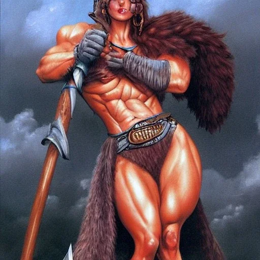 illustration dnd icelandic female bodybuilder barbarian by adrian smith ted nasmith boris vallejo