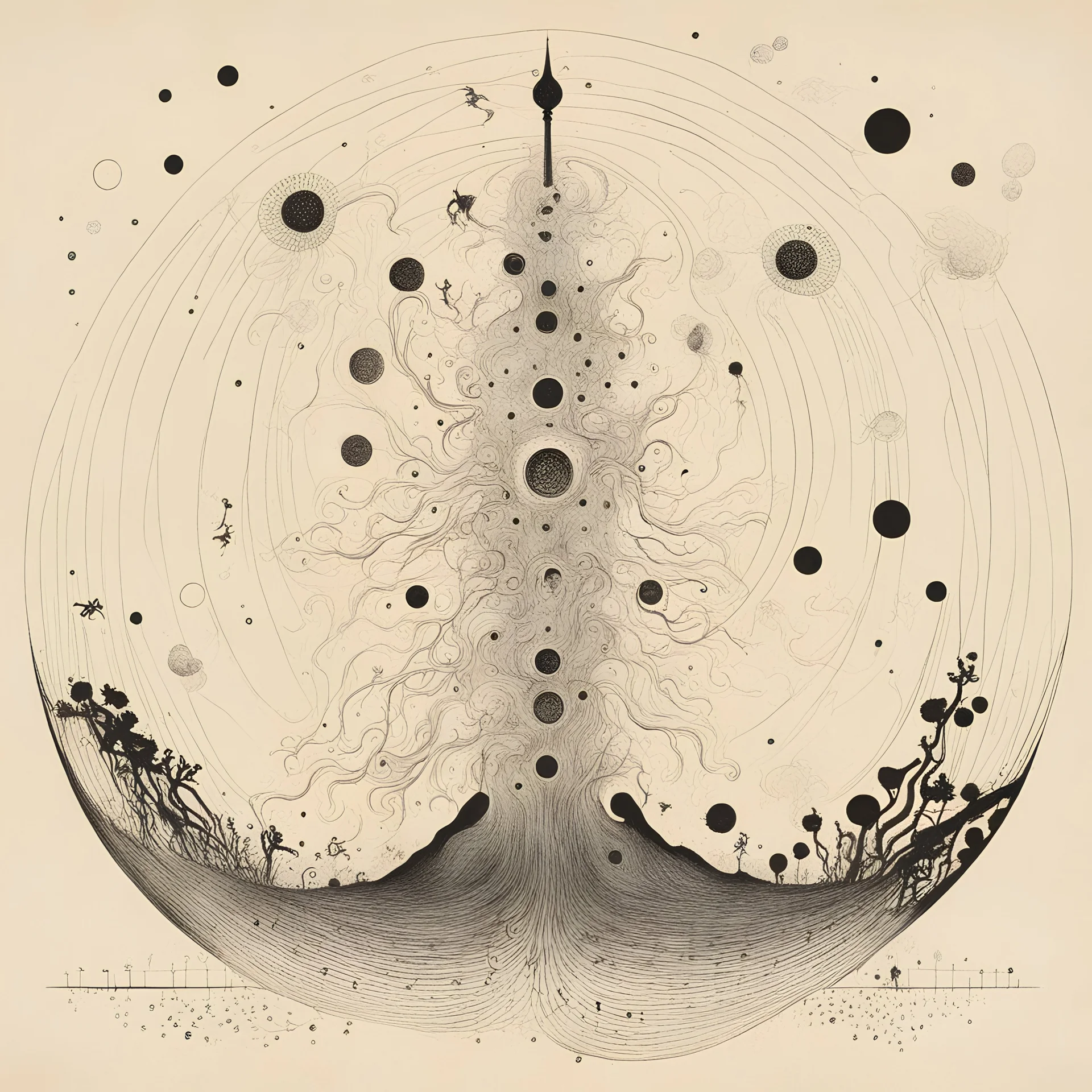 Braille language glyphs art, abstract surrealism, by Kara Walker and Zdzislaw Beksinski, silkscreened mind-bending illustration; album cover art, asymmetric, vertical morse code dots dashes