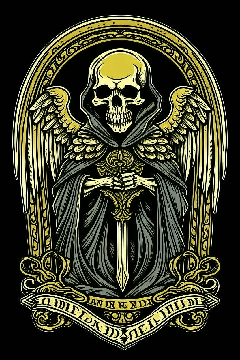 A coat of arms featuring the angel of death