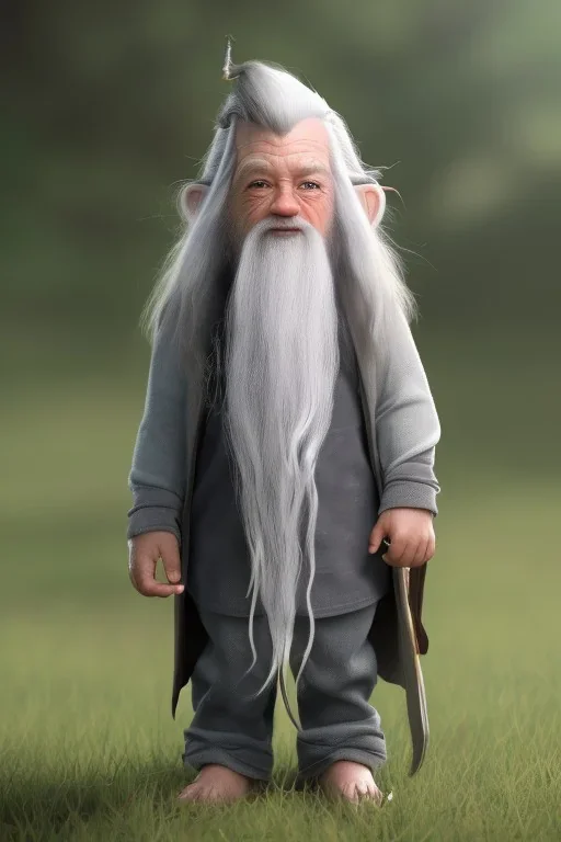 Gandalf toddler, full body, bokeh, hyper realistic