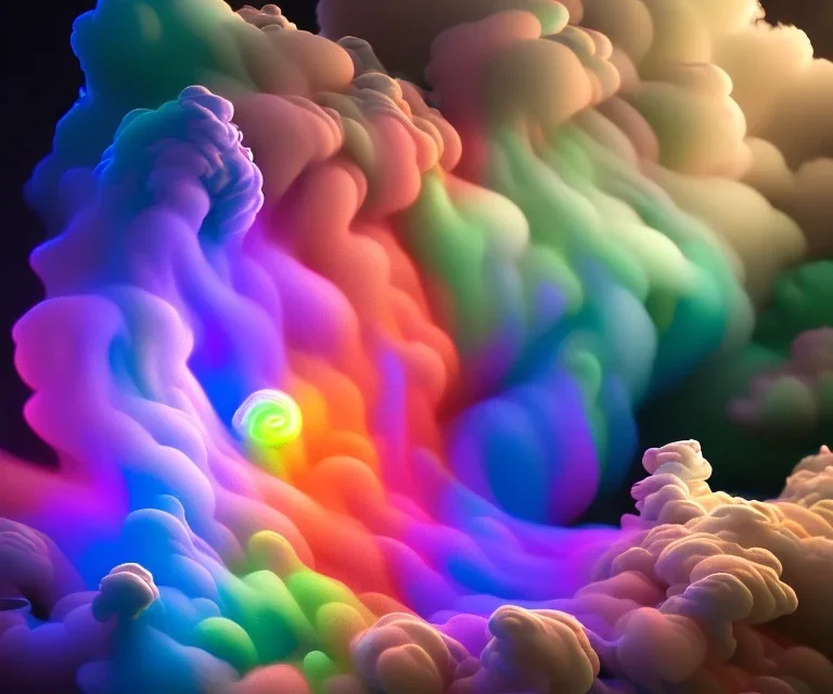 precise digital photo of a rgb random multicolour tornado made of smoke particles, over a stormy ocean, high waves colliding with the smoke, foam, intricate, 8k, extremely detailed, cgi, hyperrealistic render, volumetric lighting, impressive volumetric clouds, vitality colors, double precision