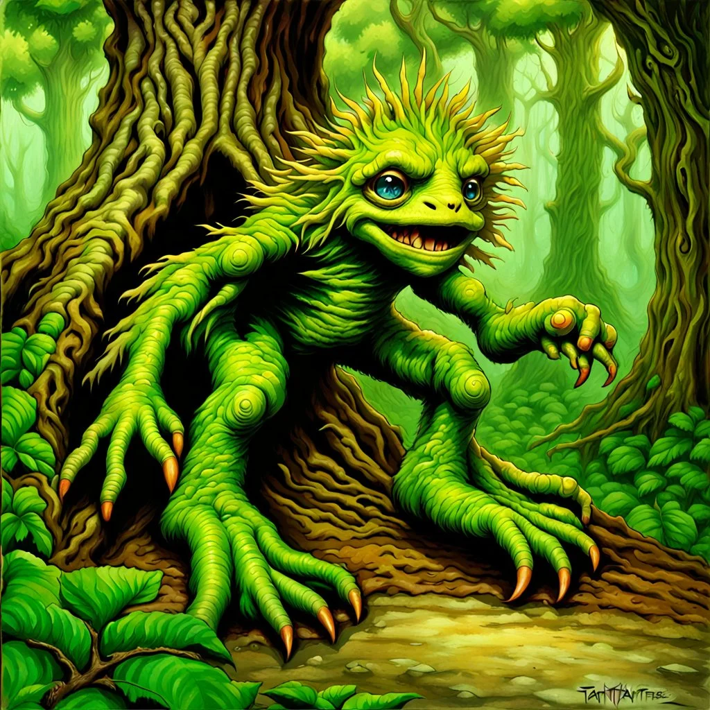 fantasy 90's tcg art of fantasy tree creature