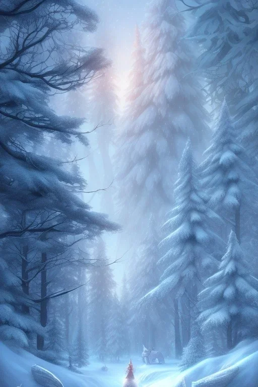 Wintertime Wonderland a Beautiful Hyperrealistic Digital Graphic in the Style of Charlie Bowater Julia Fox Monica Lee and Camilla D'Errico