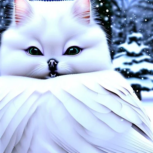 smooth hyper realistic, beautiful Japanese snow bird in crown, pale colors, dark cosmos background, cat еye, extremely sharp detail, finely tuned detail, ultra high definition, 8 k, unreal engine 5, ultra sharp focus, accurate sword wings, positive smile, lot of details, fit within portrait, Ambiance winter, perfect composition, perfect hair, perfect hands, finger up gestures