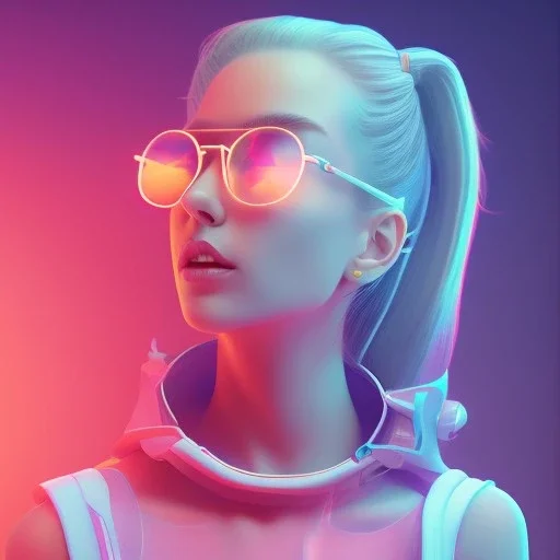 isometric clean art of super cute nerd girl wearing shades, neon lighting, soft lighting, soft pastel gradients, high definition, 3d icon clay render, blender 3d, studio lighting, god rays, octane render, unreal engine 5