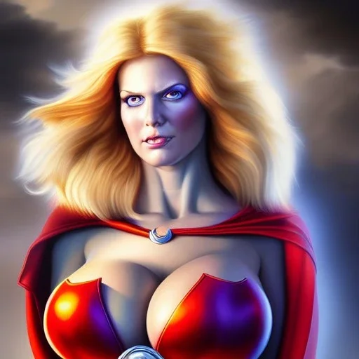 ultra detailed portrait of busty beautiful PowerGirl , extremely detailed digital painting, extremely detailed face,crystal clear eyes, in the style of robert e howard and pablo oliveira and Ken Kelley and Keith Parkinson ,mystical colors,perfectly centered image, perfect composition, rim light, beautiful lighting,8k, stunning scene, raytracing