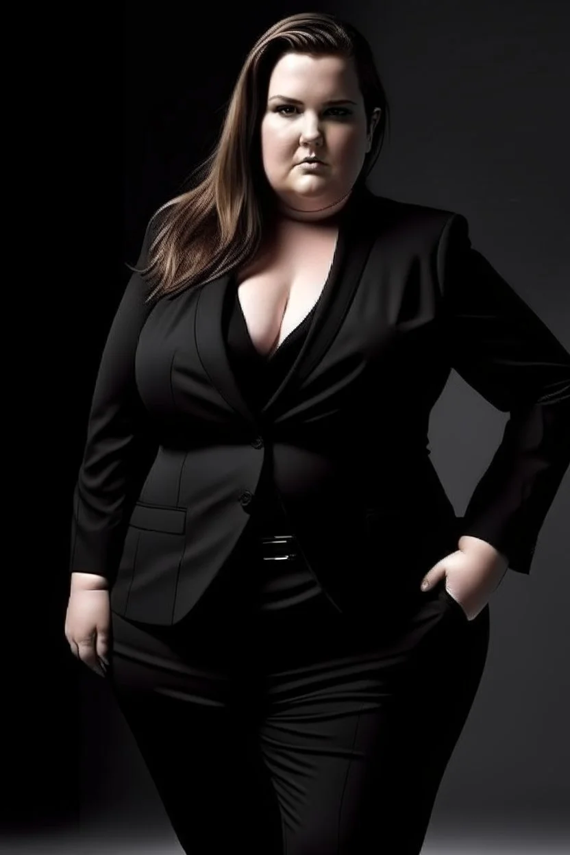 fat hot woman in black suit i said fat make her fatter and hotter