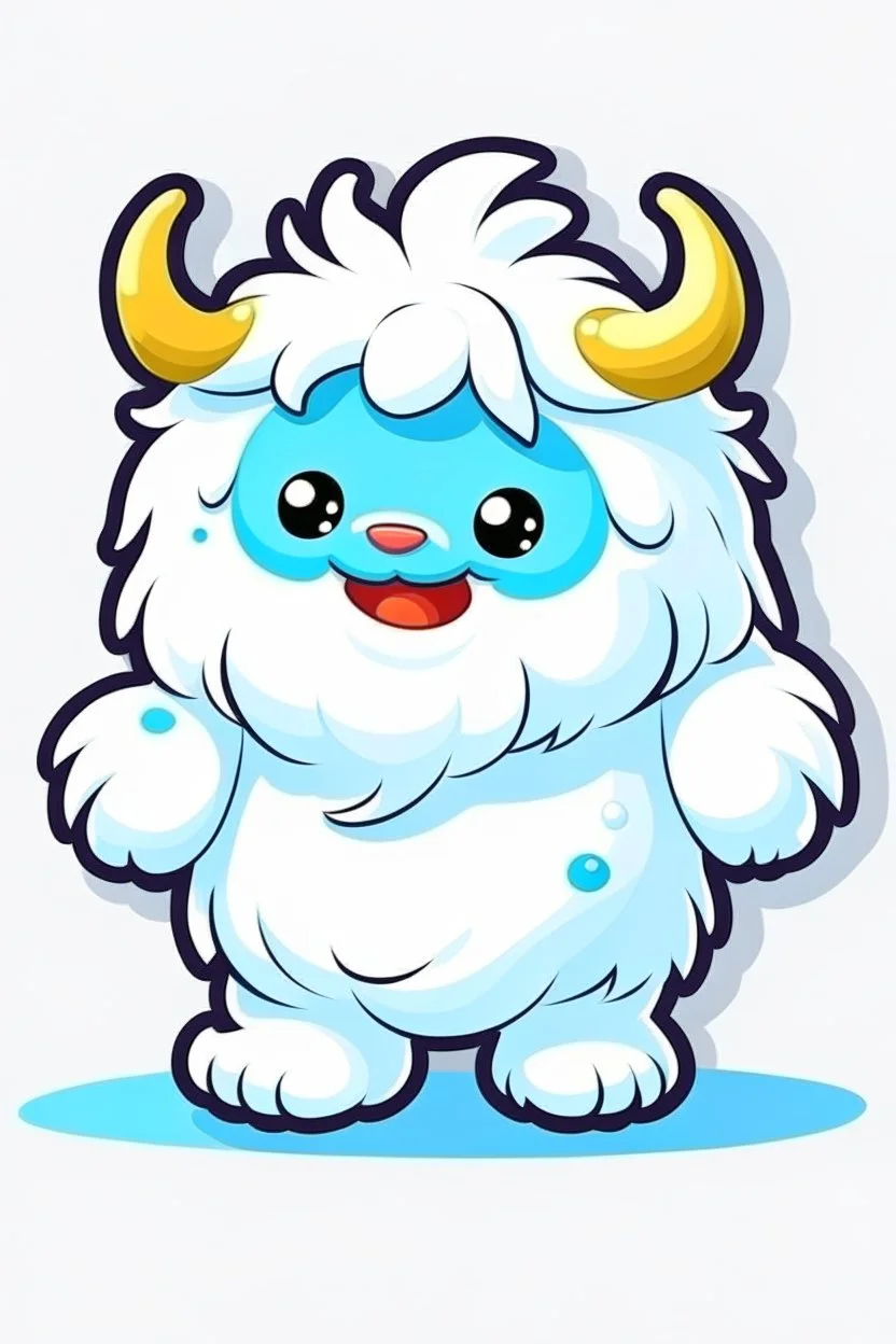 fantasy cartoon style illustration: small little cute yeti creature.