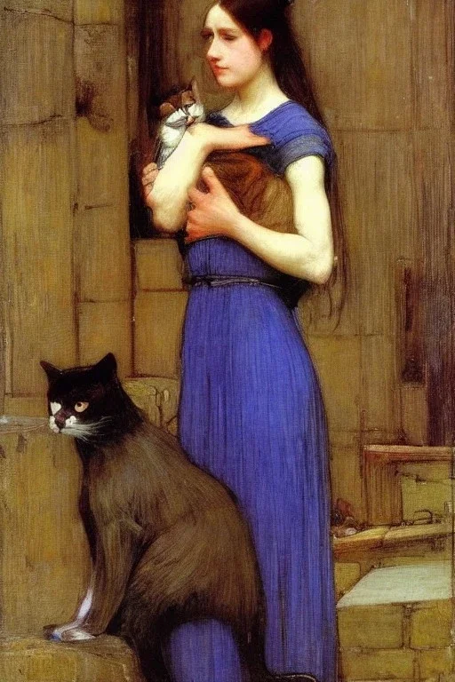 Woman with a cat. John William Waterhouse