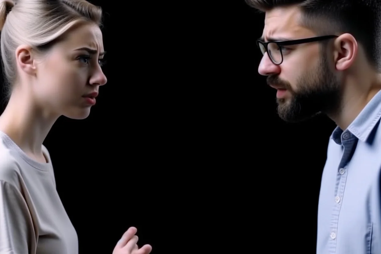 A picture of two people exchanging criticism in a constructive and respectful manner, with a bewilderment behind them 4k