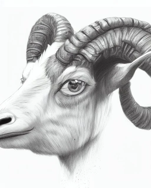 head of a goat drawn in pencil