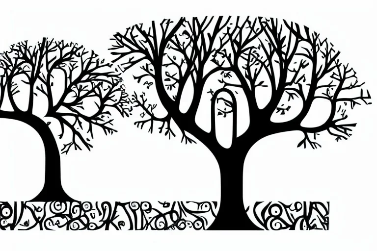 Vector tree illustration white background die cut