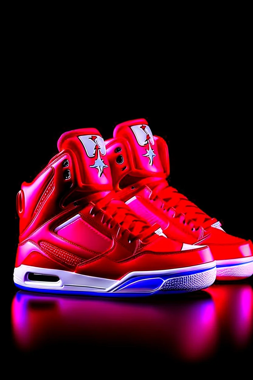 A red Jordan nfl sneaker, basketball superior