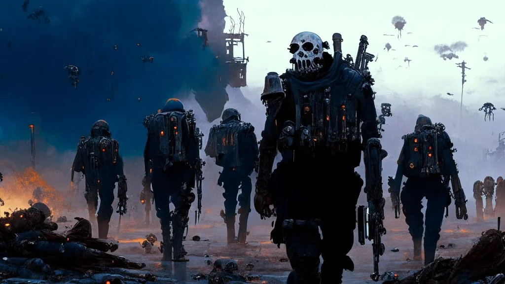 {{{Bio-engineered undead cyborg army marching}}} machine soldiers, future military, tactical wear, gas creepy landscape, techno gothic visual composition, science fiction painting, Denis Sarazhin, Alex Colville, Simon Stålenhag, Neil Blomkamp, Frank bowling, Christopher Shy, Alejandro Burdisio, RAW, gritty, high contrast, atmospheric horror art, gripping and suspenseful, vivid, neon overlay, narrative art, textured, dramatic, surreal horror, gestural, disco diffusion