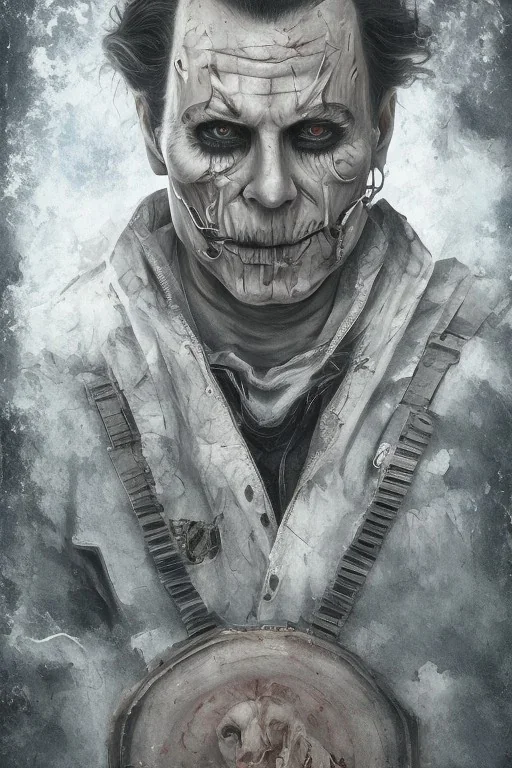 portrait head Michael Myers mechanic halloween in the blood sea