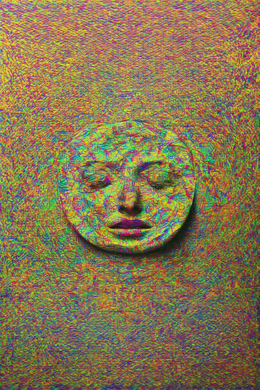 fold the lessons of forgetting back into the wholeness of Being; surrealistic optical art; vivid palette