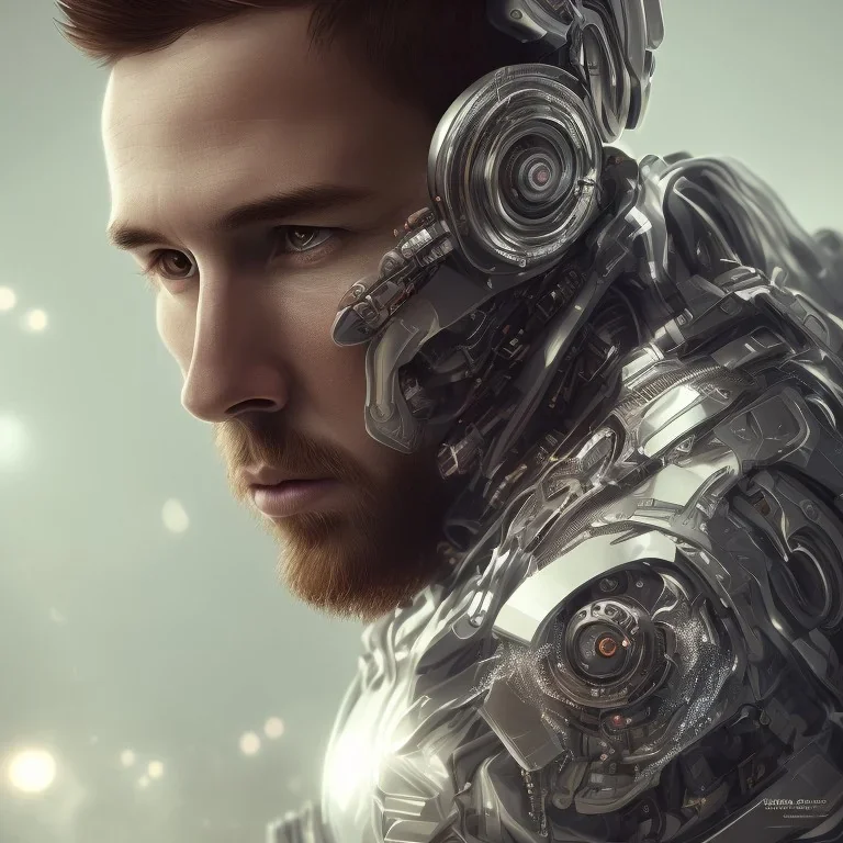 portrait,perfect face lionel messi, robot,realistic, intriacte detail, sci-fi fantasy style, volumetric lighting, particales,highly detailed,cinamatic, deep colours,8k