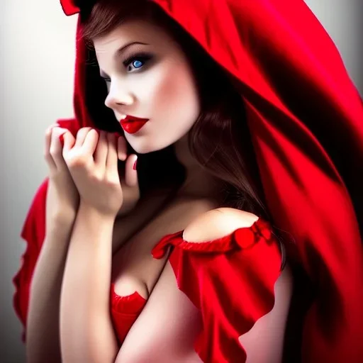 sensuality with gorgeous red riding hood