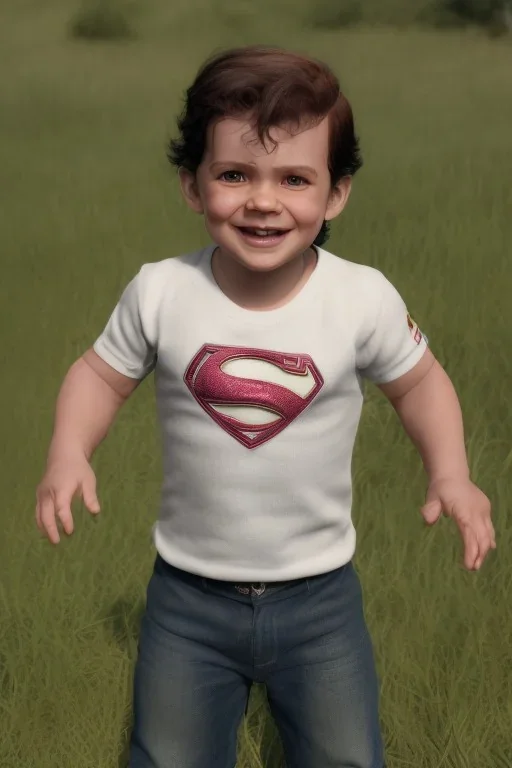 Henry cavill toddler, smile, full body, hyper realistic