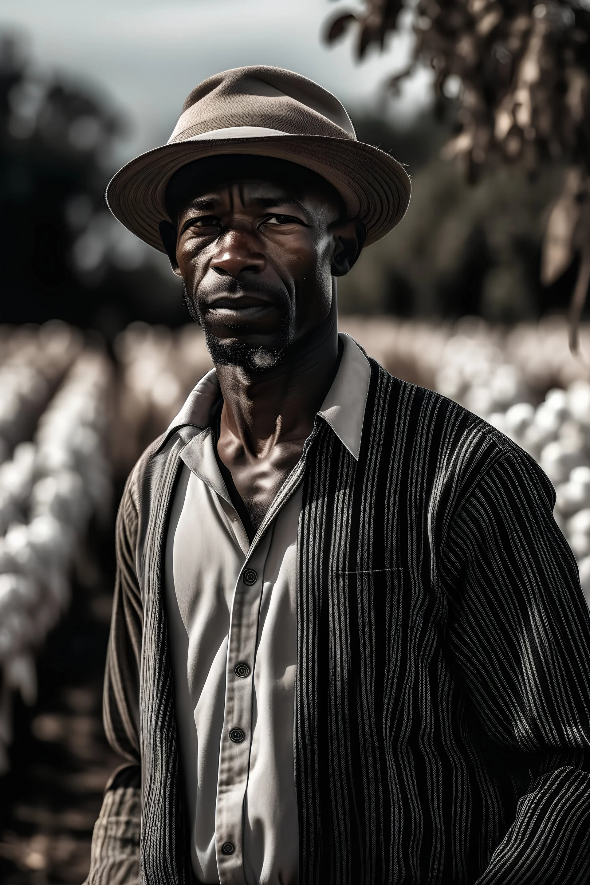 Black man in cotton farm