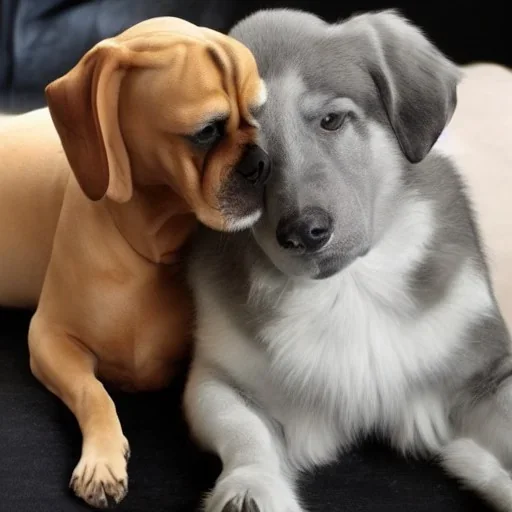 a chimera with dog and cat head