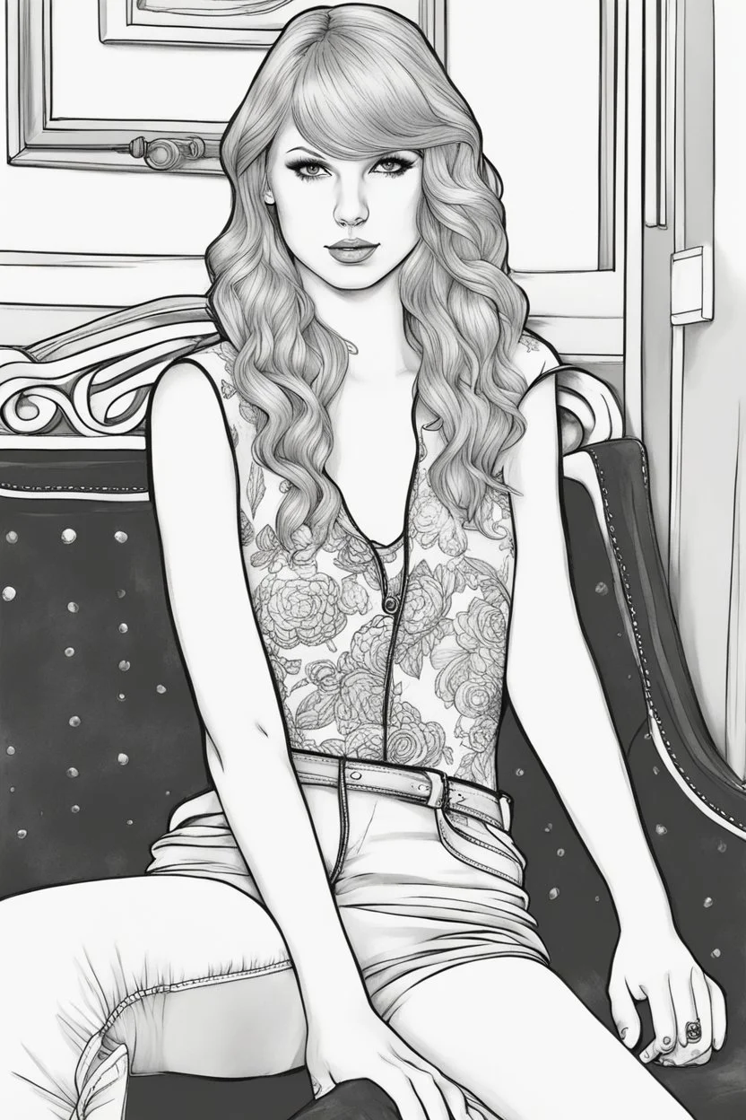 coloring pages of taylor swift for adults, Designs Black and white, No Shading