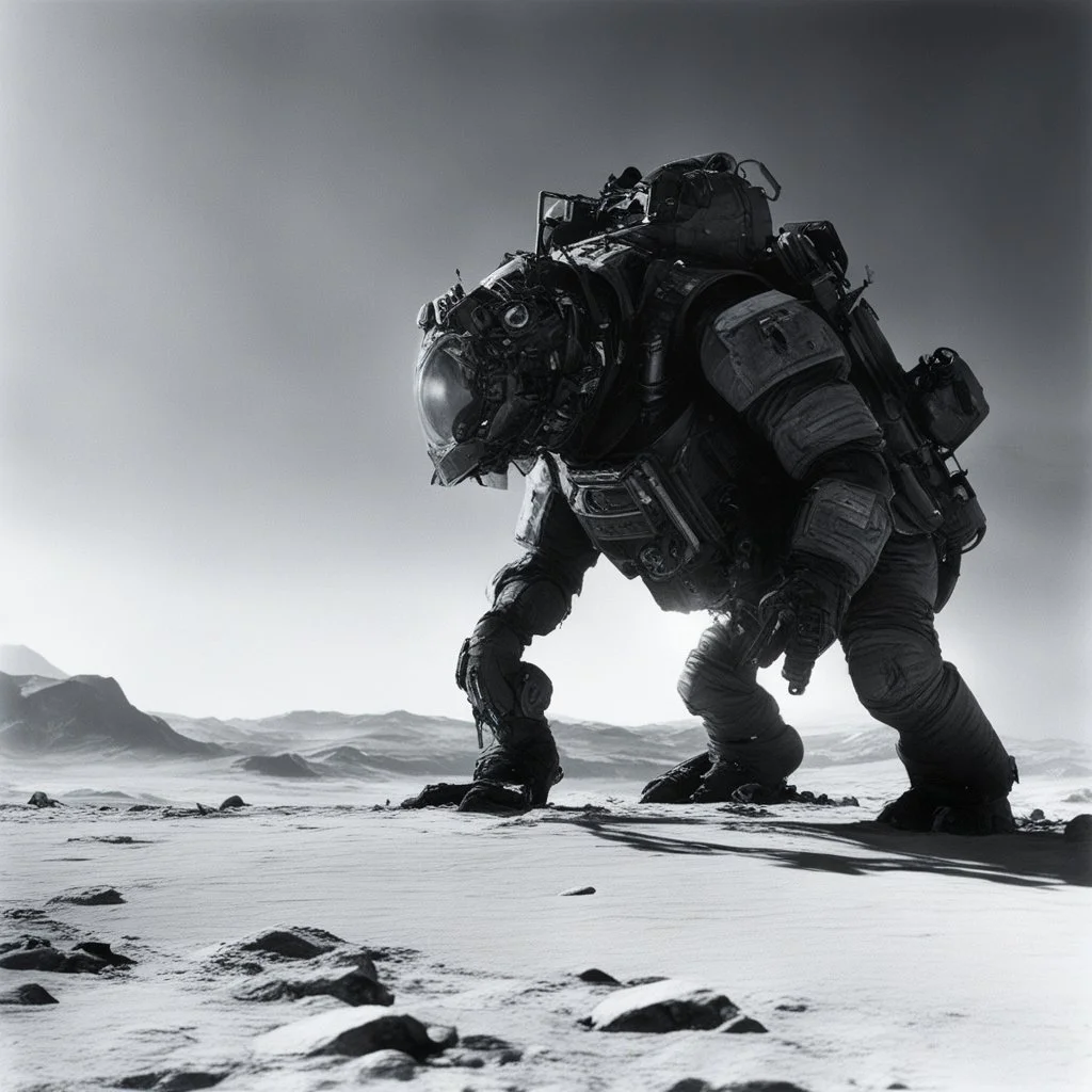 [very impressive high res masterpiece in Kodak Eastman 5247, scene by László Krasznahorkai] The thing, which more nearly resembled our earthly men than it did the Martians | had seen, held me pinioned to the ground with one huge foot, while it jabbered and gesticulated at some answering creature behind me. This other, which was evidently its mate, soon came toward us, bearing a mighty stone cudgel with which it evidently intended to brain me