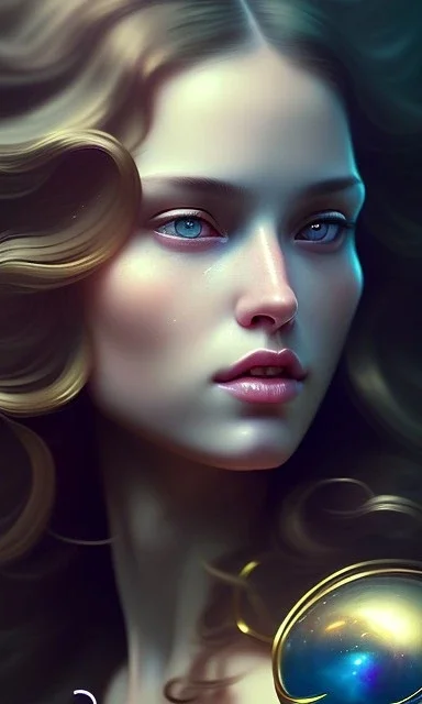 porno model , cute, beautiful, long hair, wavy hair, curly hair، black eyes, head and shoulders portrait, cinematic, 8k, resolution concept art portrait by Greg Rutkowski, Artgerm, WLOP, Alphonse Mucha dynamic lighting hyperdetailed intricately detailed