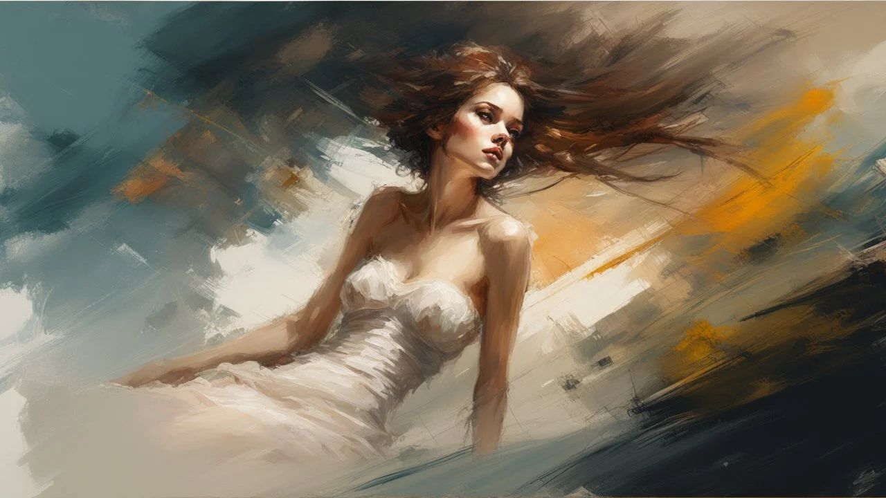 Aphrodite :: digital matt painting with rough paint strokes by Jeremy Mann + Carne Griffiths + Leonid Afremov, black canvas