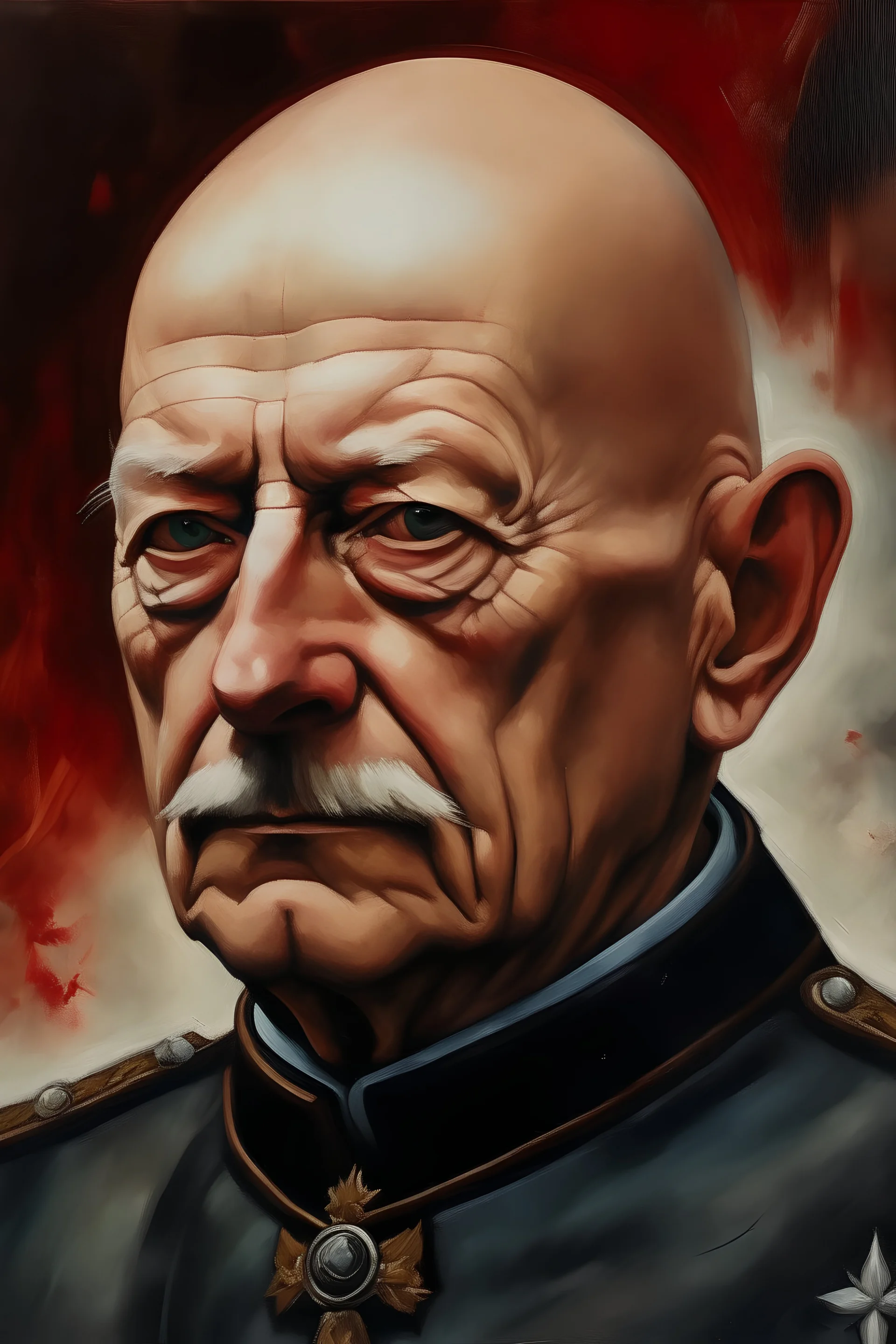 Potrait painting of bald communist leader