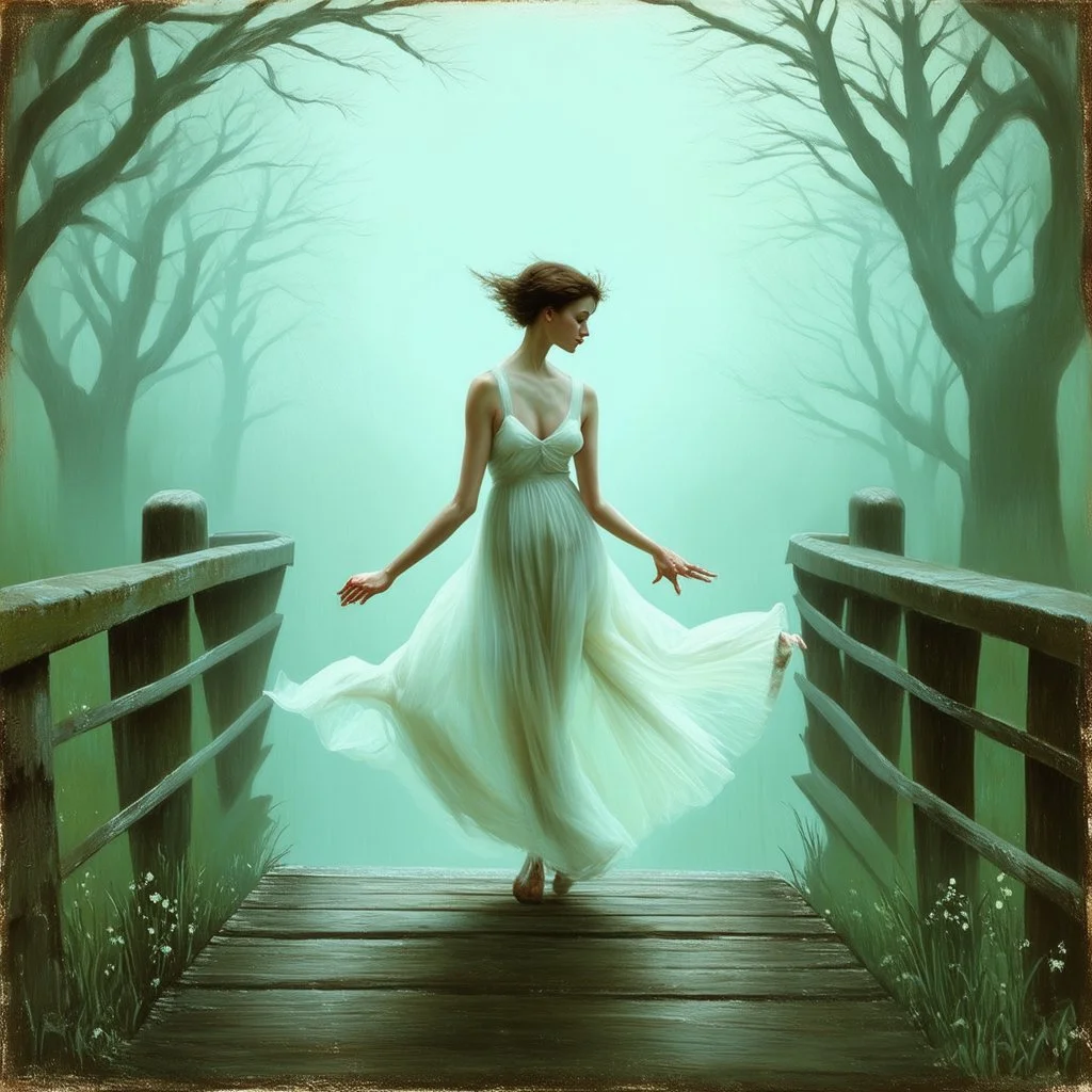 THE GHOST IS STILL DANCING AT NIGHT ON THE OLD COUNTRY BRIDGE. . Leonor Fini. Fiona Staples