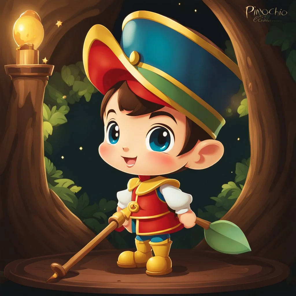 Illustration Pinocchio chibi flat side 2/3