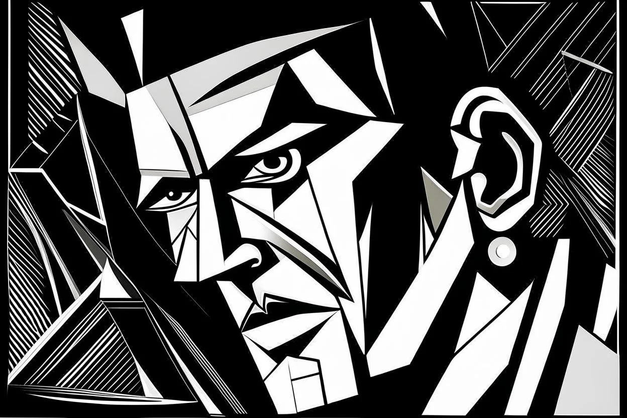 elvis style of pablo piccasso simple black and white