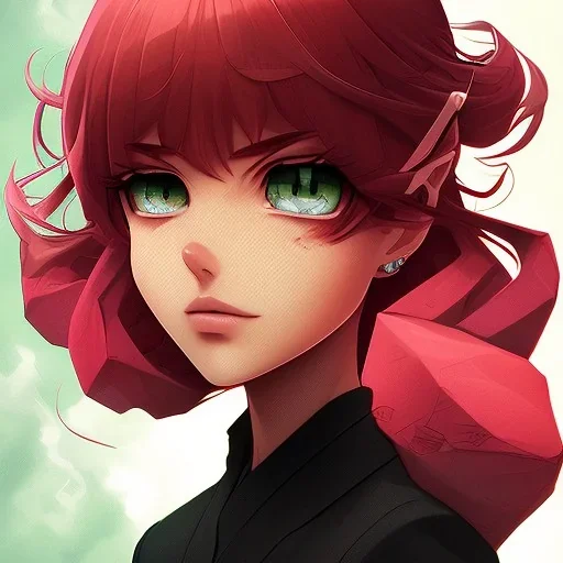 crystal clear blue eyes, and dark pink hair, dot eyebrows, woman, angry expression, pointy ears, long hair, sexy, young, beautiful