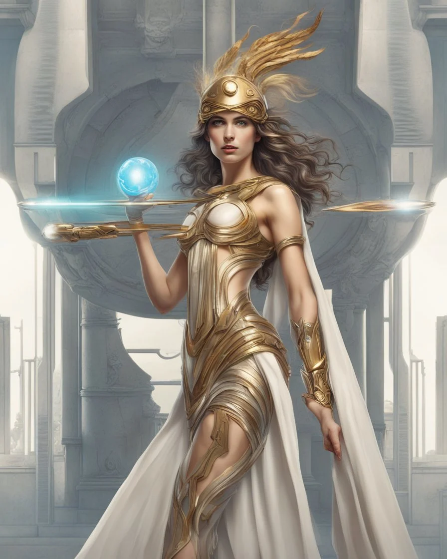 Greek goddess Athena in futuristic dress