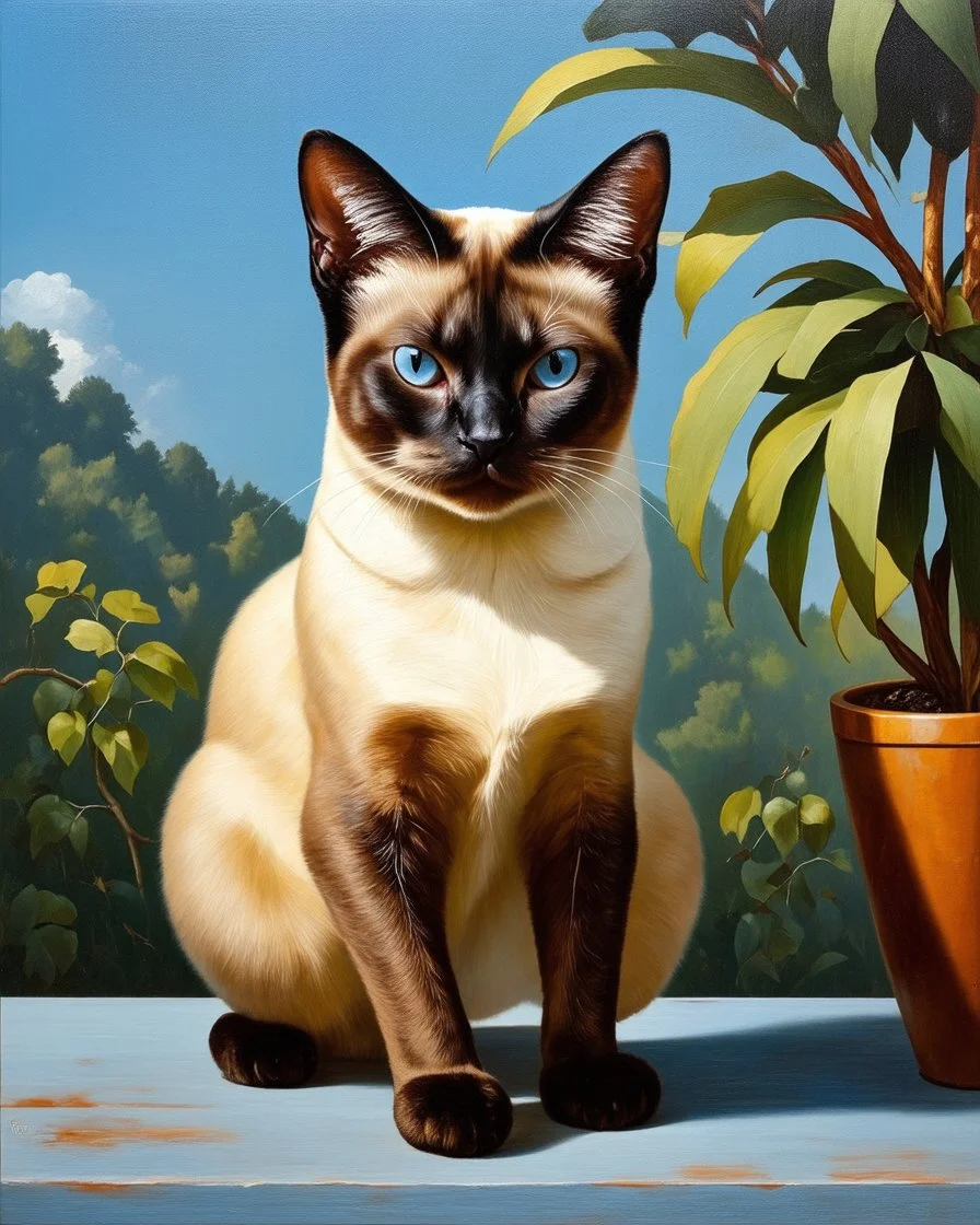 Siamese cat Maxfield Parrish style