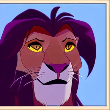 Lion King Animation OC male lion black mane triangular face hooked black nose tip