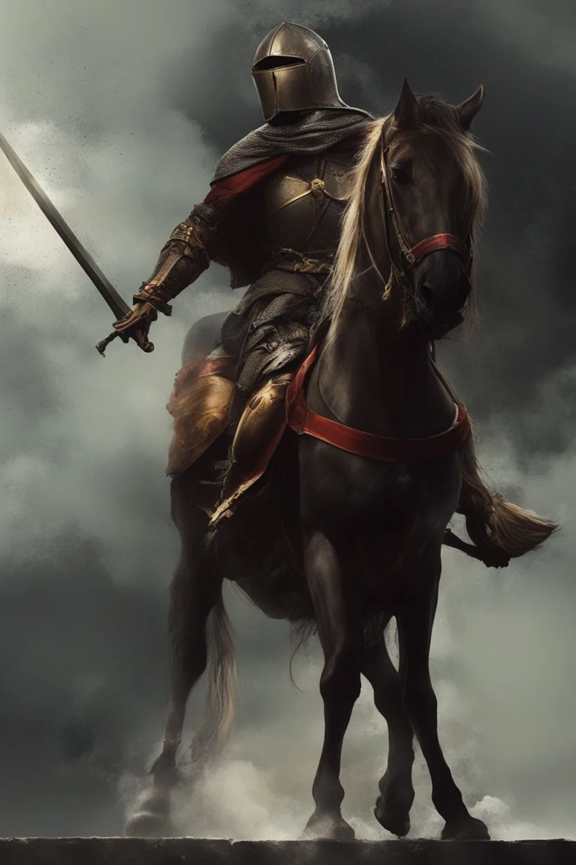 Knight on horseback with a sword casting magic