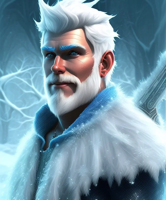 A portrait of jack frost,white and blue